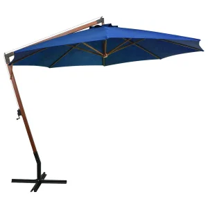 Gryndis Zweefparasol met paal 3,5×2,9 m massief vurenhout azuurblauw Gryndis Zweefparasol met paal 3,5×2,9 m massief vurenhout azuurblauw