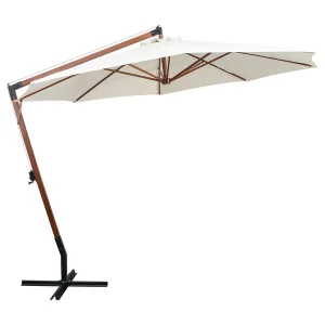 Gryndis Zweefparasol met houten paal 350 cm wit Gryndis Zweefparasol met houten paal 350 cm wit