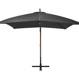 Gryndis Zweefparasol met paal 3×3 m massief vurenhout antracietkleurig Gryndis Zweefparasol met paal 3×3 m massief vurenhout antracietkleurig