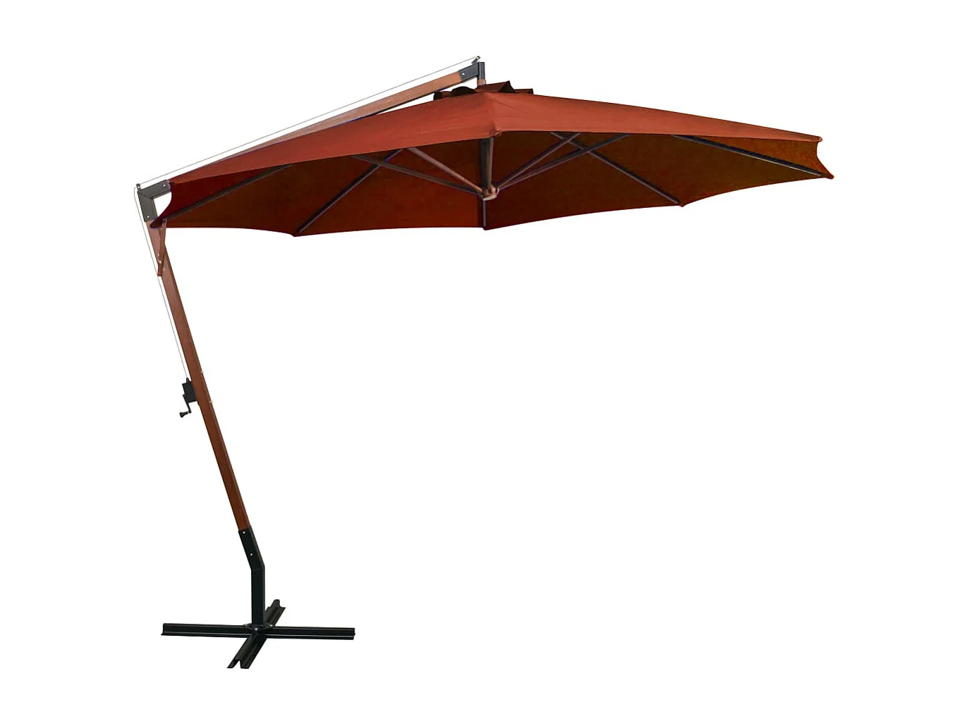 Gryndis Zweefparasol met paal 3,5x2,9 m massief vurenhout terracotta