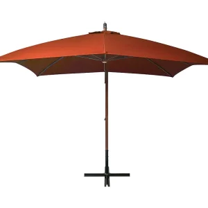Gryndis Zweefparasol met paal 3×3 m massief vurenhout terracottakleurig Gryndis Zweefparasol met paal 3×3 m massief vurenhout terracottakleurig