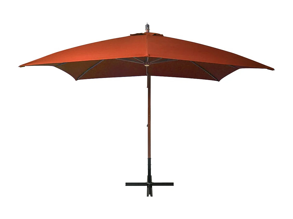 Gryndis Zweefparasol met paal 3x3 m massief vurenhout terracottakleurig
