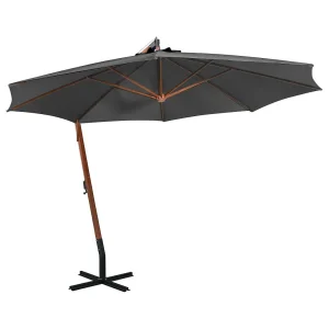 Gryndis Zweefparasol met paal 3,5×2,9 m massief vurenhout antraciet Gryndis Zweefparasol met paal 3,5×2,9 m massief vurenhout antraciet