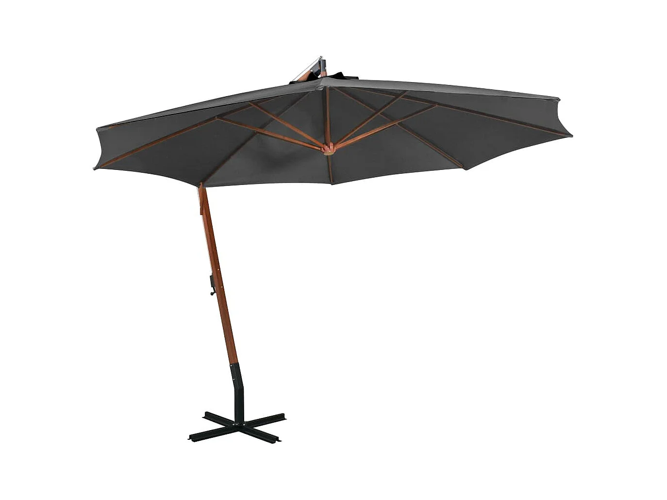 Gryndis Zweefparasol met paal 3,5x2,9 m massief vurenhout antraciet