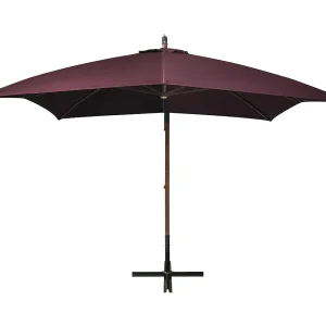 Gryndis Zweefparasol met paal 3×3 m massief vurenhout bordeauxrood Gryndis Zweefparasol met paal 3×3 m massief vurenhout bordeauxrood