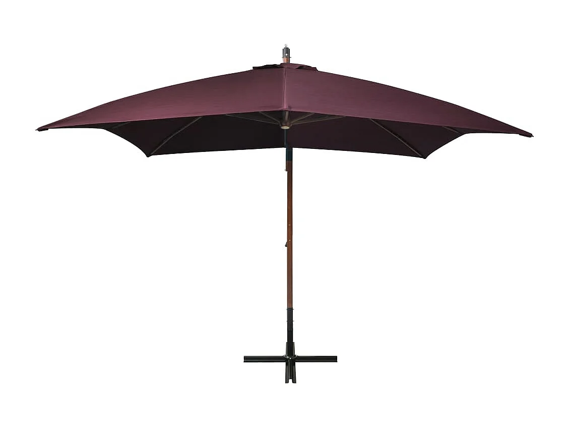 Gryndis Zweefparasol met paal 3x3 m massief vurenhout bordeauxrood