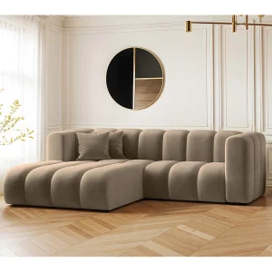 Hoekbank, L-vormig, Sofa Grand modulaire stof Salvador Donkerbeige Links