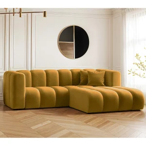 Hoekbank, L-vormig, Sofa Grand modulaire stof Salvador Geel Rechts
