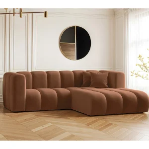 Hoekbank, L-vormig, Sofa Grand modulaire stof Salvador Bruin Rechts