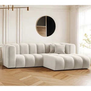 Hoekbank, L-vormig, Sofa Grand modulaire stof Salvador Lichtgrijs Rechts