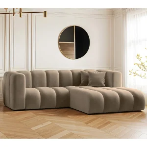 Hoekbank, L-vormig, Sofa Grand modulaire stof Salvador Donkerbeige Rechts