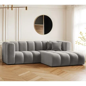 Hoekbank, L-vormig, Sofa Grand modulaire stof Salvador Grey Rechts