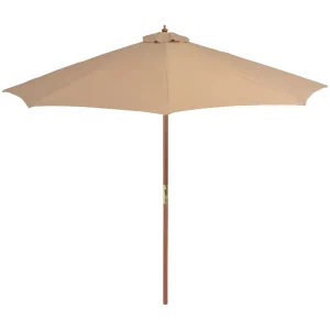 Highlands Ranch Parasol met houten paal 300 cm taupe Highlands Ranch Parasol met houten paal 300 cm taupe