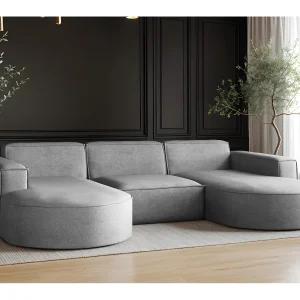 Hoekbank Modena U-vorm, bank elegant en modern stof Salvador Grey Hoekbank Modena U-vorm, bank elegant en modern stof Salvador Grey