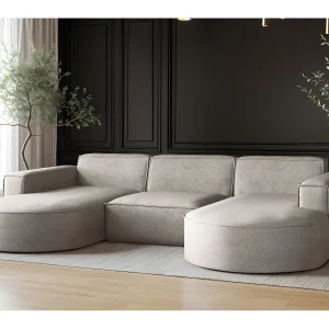 Hoekbank Modena U-vorm, bank elegant en modern stof Salvador Beige Hoekbank Modena U-vorm, bank elegant en modern stof Salvador Beige