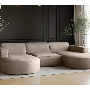 Hoekbank Modena U-vorm, bank elegant en modern stof Salvador donkerbeige Hoekbank Modena U-vorm, bank elegant en modern stof Salvador donkerbeige