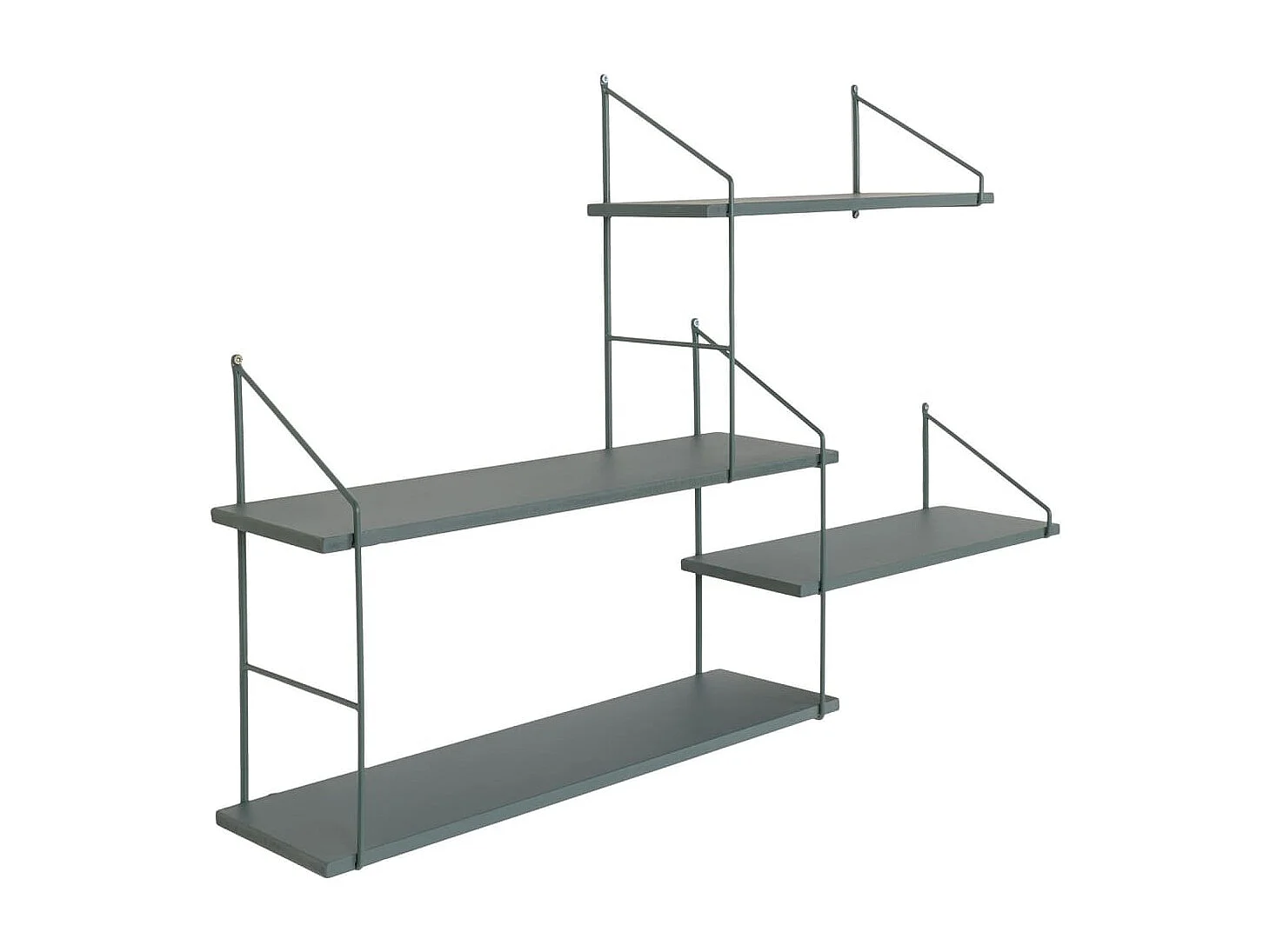 Harlem wandkast wandplank 4 planken groen,zwart.