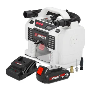 Herlaadbare compressor X-Performer 20V, 11 bar met digitaal scherm, LED, 2Ah batterij en snellader Herlaadbare compressor X-Performer 20V, 11 bar met digitaal scherm, LED, 2Ah batterij en snellader