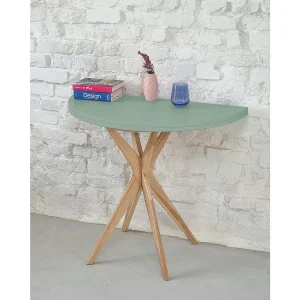 Halfronde uitschuifbare eettafel 100 cm Jubi Saliegroen