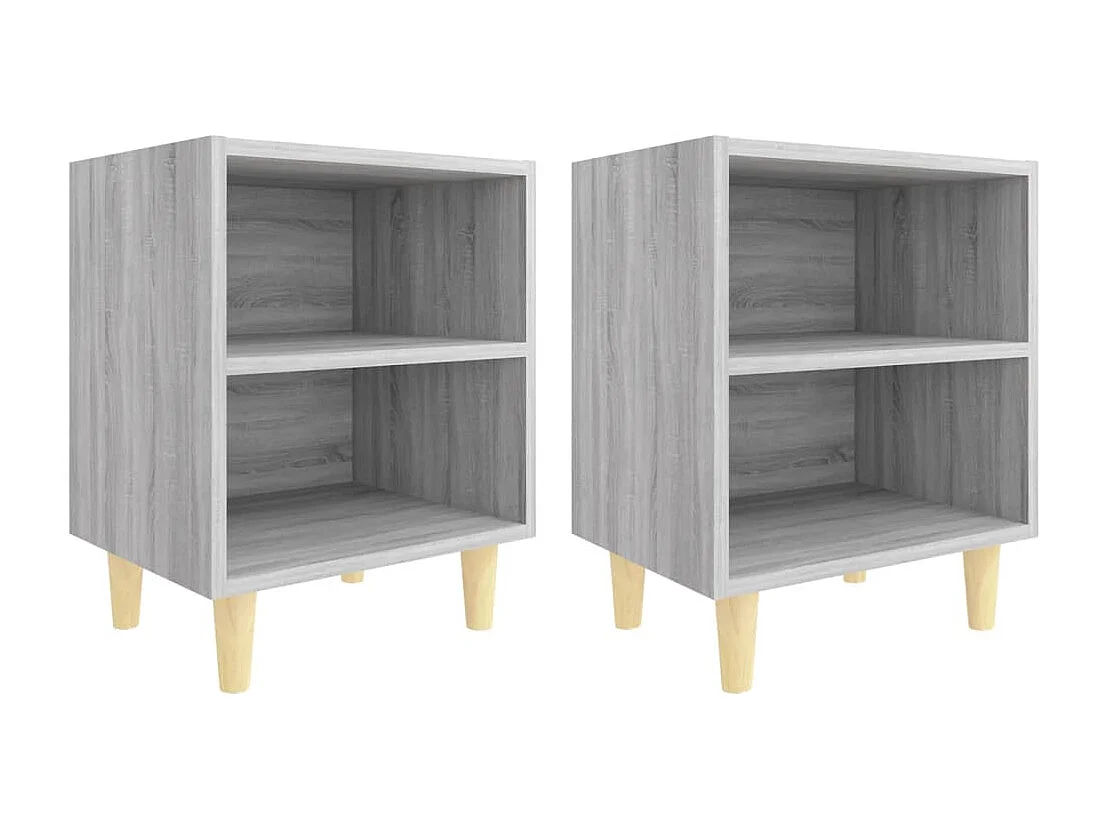 Haugesund Nachtkastjes 2 st met houten poten 40x30x50 cm grijs sonoma