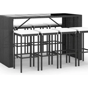 Grylin 9-delige Tuinbarset met kussens poly rattan zwart Grylin 9-delige Tuinbarset met kussens poly rattan zwart