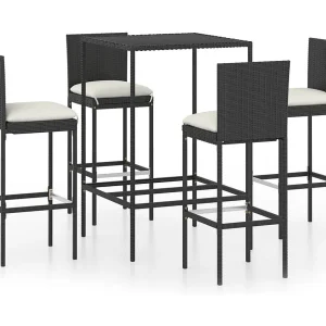 Helyra  5-delige Tuinbarset met kussens poly rattan zwart