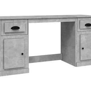 Hakan Bureau met kast bewerkt hout betongrijs Hakan Bureau met kast bewerkt hout betongrijs