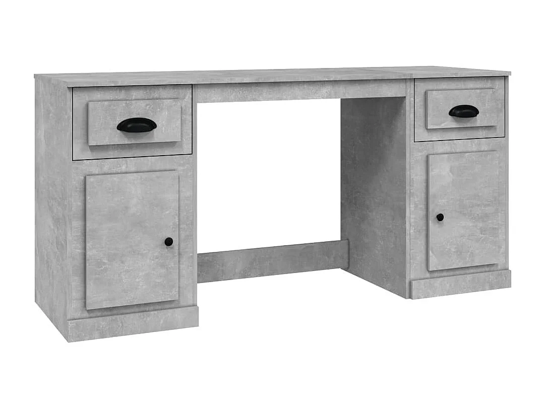 Hakan Bureau met kast bewerkt hout betongrijs