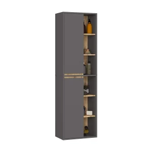Hangende Badkamerkast Kolomkast VAMI W50 met 2 Deuren en 10 Planken / Grafietgrijs – Artisan Eik / AKORD Furniture Factory / 50x170x30 cm Hangende Badkamerkast Kolomkast VAMI W50 met 2 Deuren en 10 Planken / Grafietgrijs – Artisan Eik / AKORD Furniture Factory / 50x170x30 cm