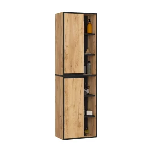 Hangende Badkamerkast Kolomkast VAMI W50 met 2 Deuren en 10 Planken / Craft Eik – Zwart / AKORD Furniture Factory / 50x170x30 cm Hangende Badkamerkast Kolomkast VAMI W50 met 2 Deuren en 10 Planken / Craft Eik – Zwart / AKORD Furniture Factory / 50x170x30 cm
