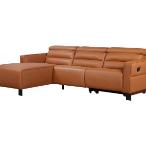 Hoekbank 3-zits met handmatige functie in PU leder cognac Hoekbank 3-zits met handmatige functie in PU leder cognac