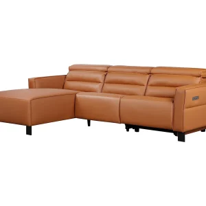 Hoekbank 3-zits met elektrische functie in PU cognac Hoekbank 3-zits met elektrische functie in PU cognac