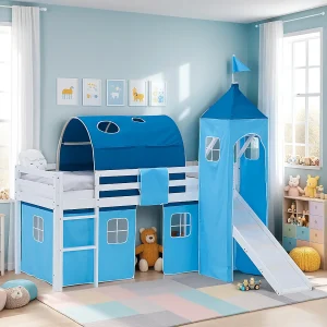 Halfhoogslaper voor Kinderen 90×200 cm Wit Blauw Halfhoogslaper voor Kinderen 90×200 cm Wit Blauw