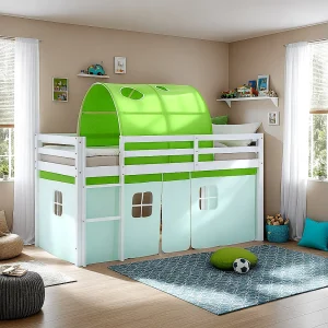Hefbed 90×200 cm groen Massief dennenhout Gordijntunnel Hefbed 90×200 cm groen Massief dennenhout Gordijntunnel
