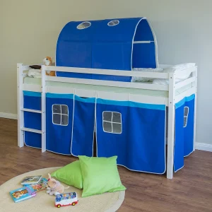 Hefbed 90×200 cm blauw massief grenenhout Hefbed 90×200 cm blauw massief grenenhout