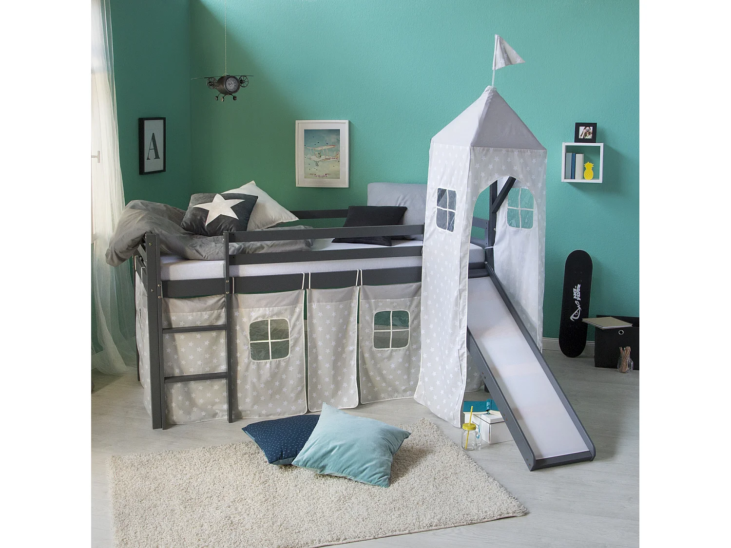 Hefbed 207,5x228x219,5 cm grijs Latten Toren