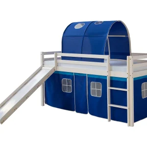 Halfhoogslaper 207,5x110x219,5 cm wit blauw massief grenenhout Halfhoogslaper 207,5x110x219,5 cm wit blauw massief grenenhout
