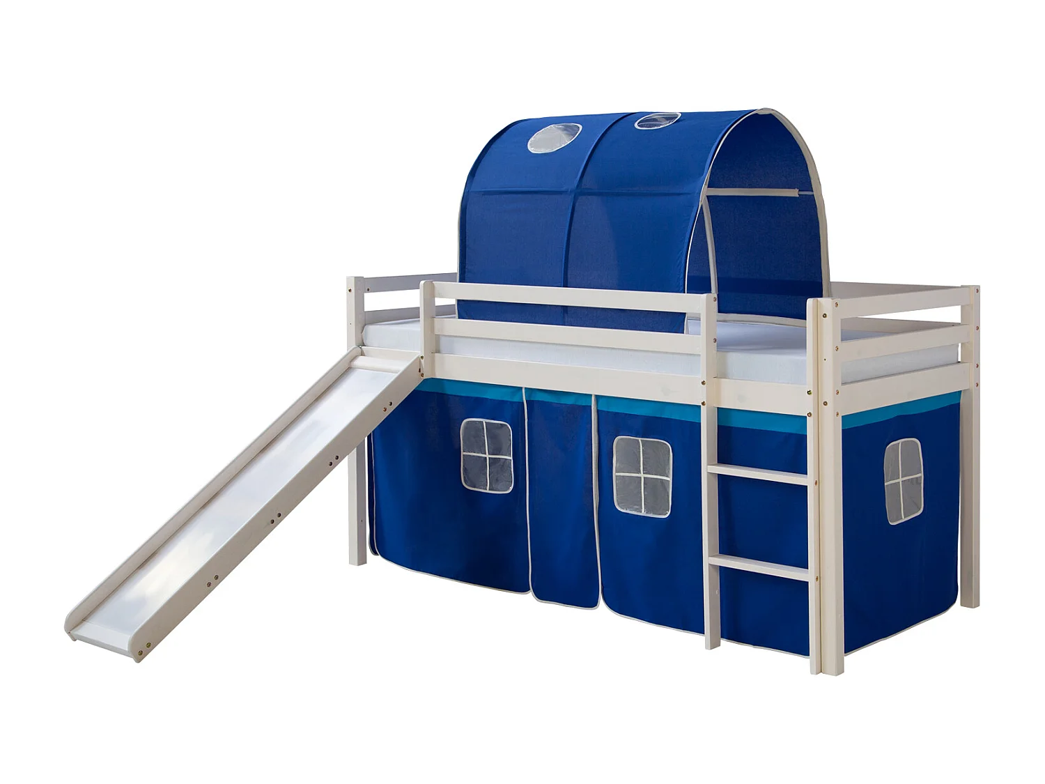 Halfhoogslaper 207,5x110x219,5 cm wit blauw massief grenenhout