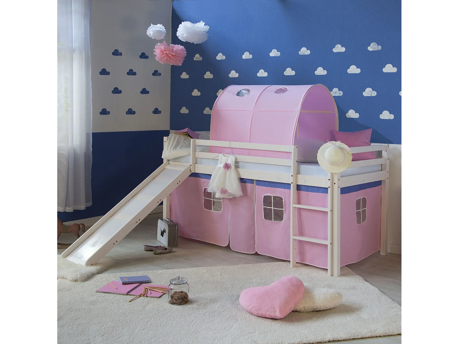Hefbed 207,5x110x219,5 cm wit roze
