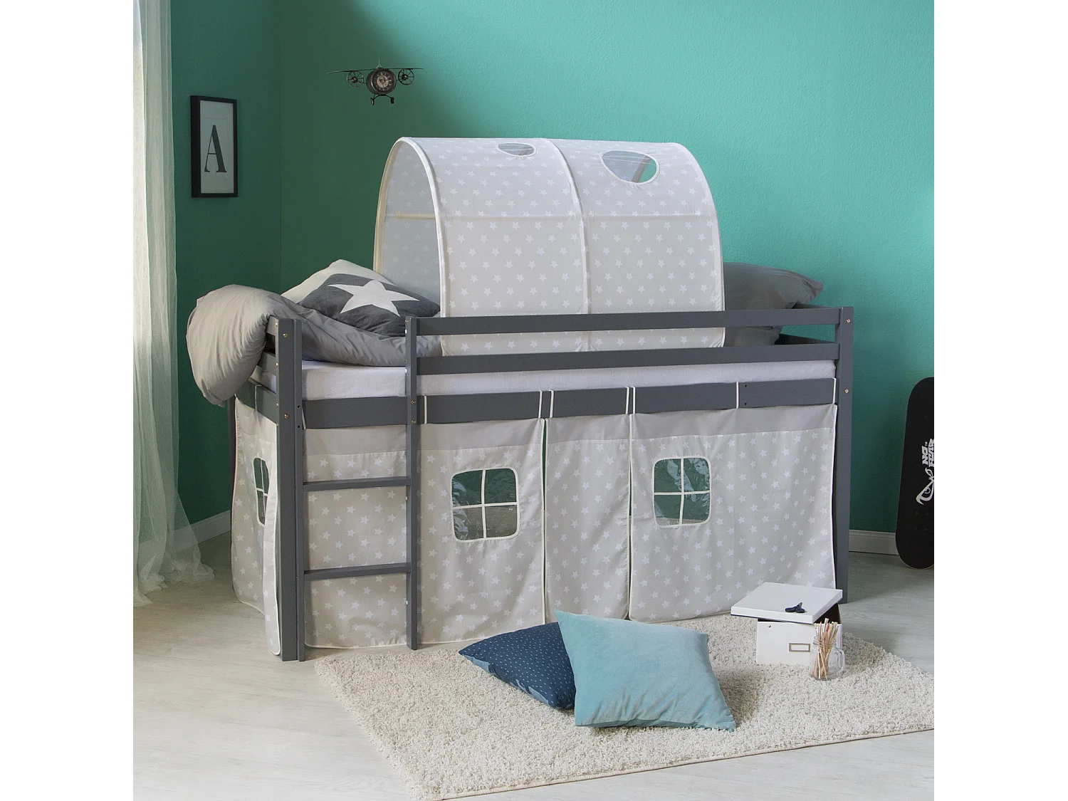 Hefbed 90x200 cm grijs