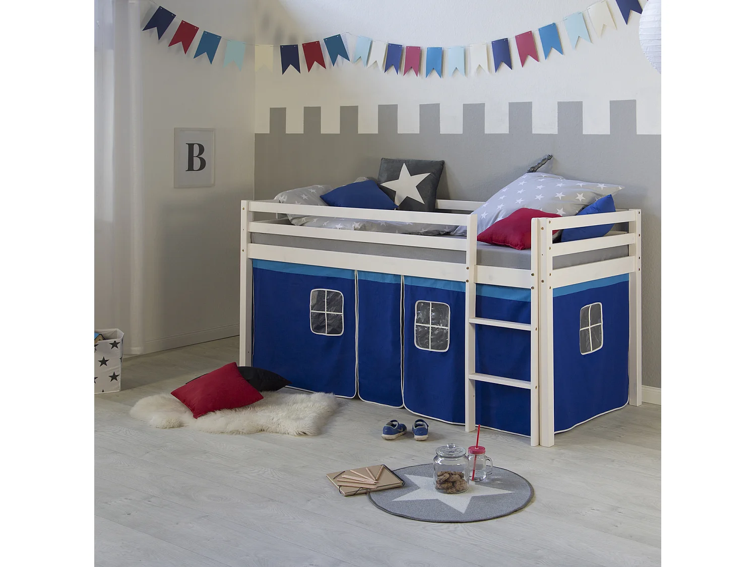 Hefbed 90x200 cm blauw
