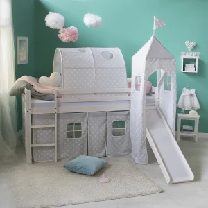 Hefbed 207,5x228x219,5 cm Wit Grijs Latten Toren