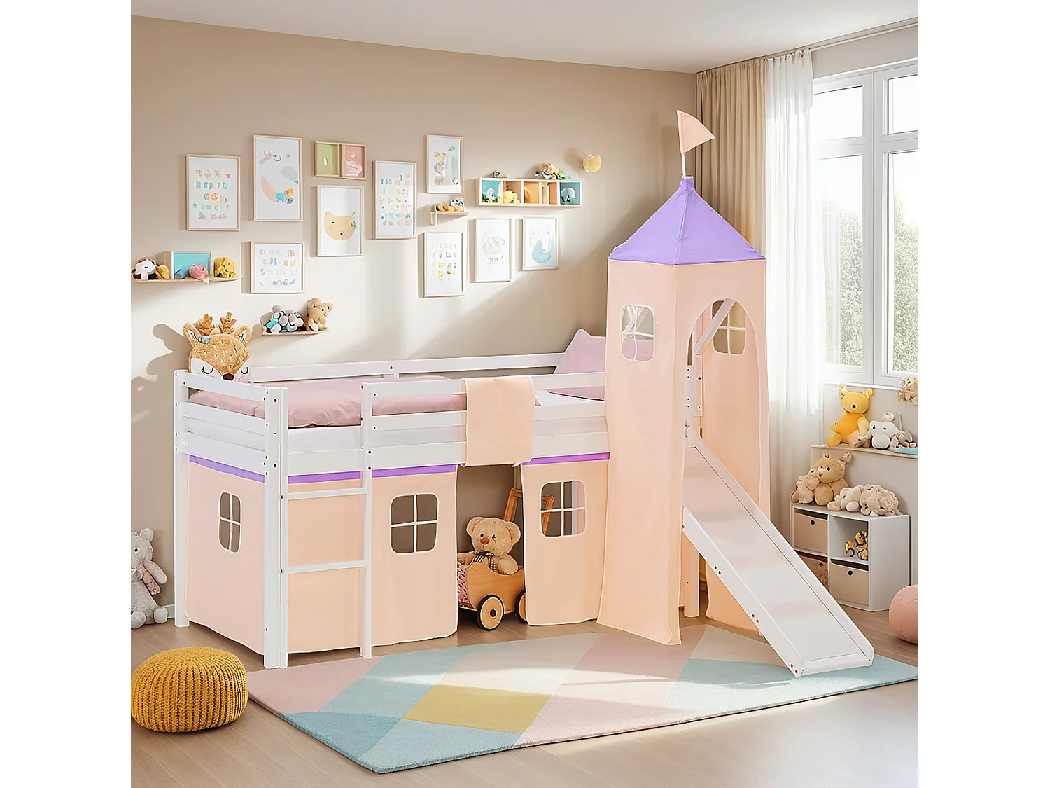 Halfhoogslaper voor Kinderen 90x200 cm Wit
