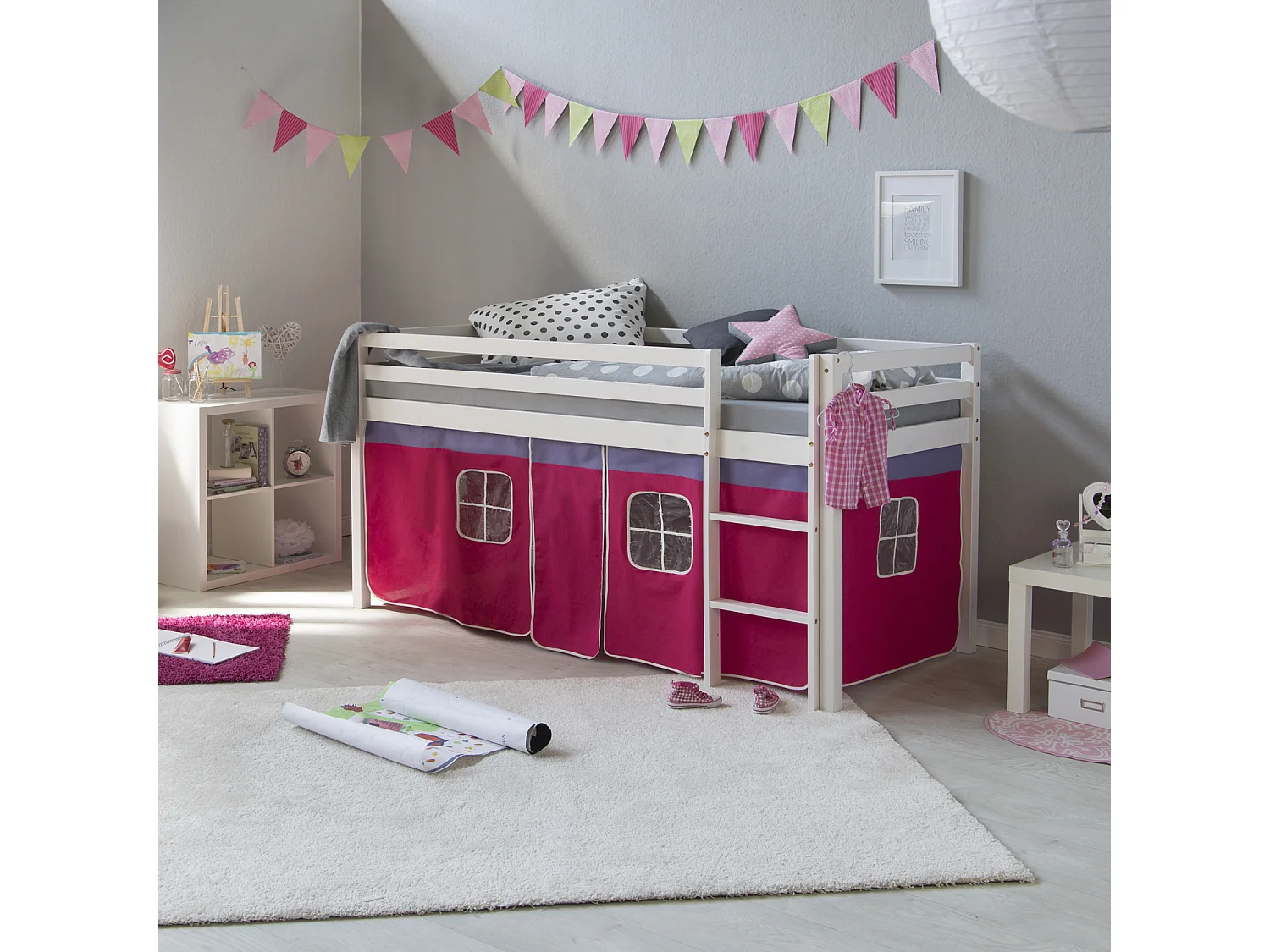 Hefbed 207,5x110x96,5 cm wit roze