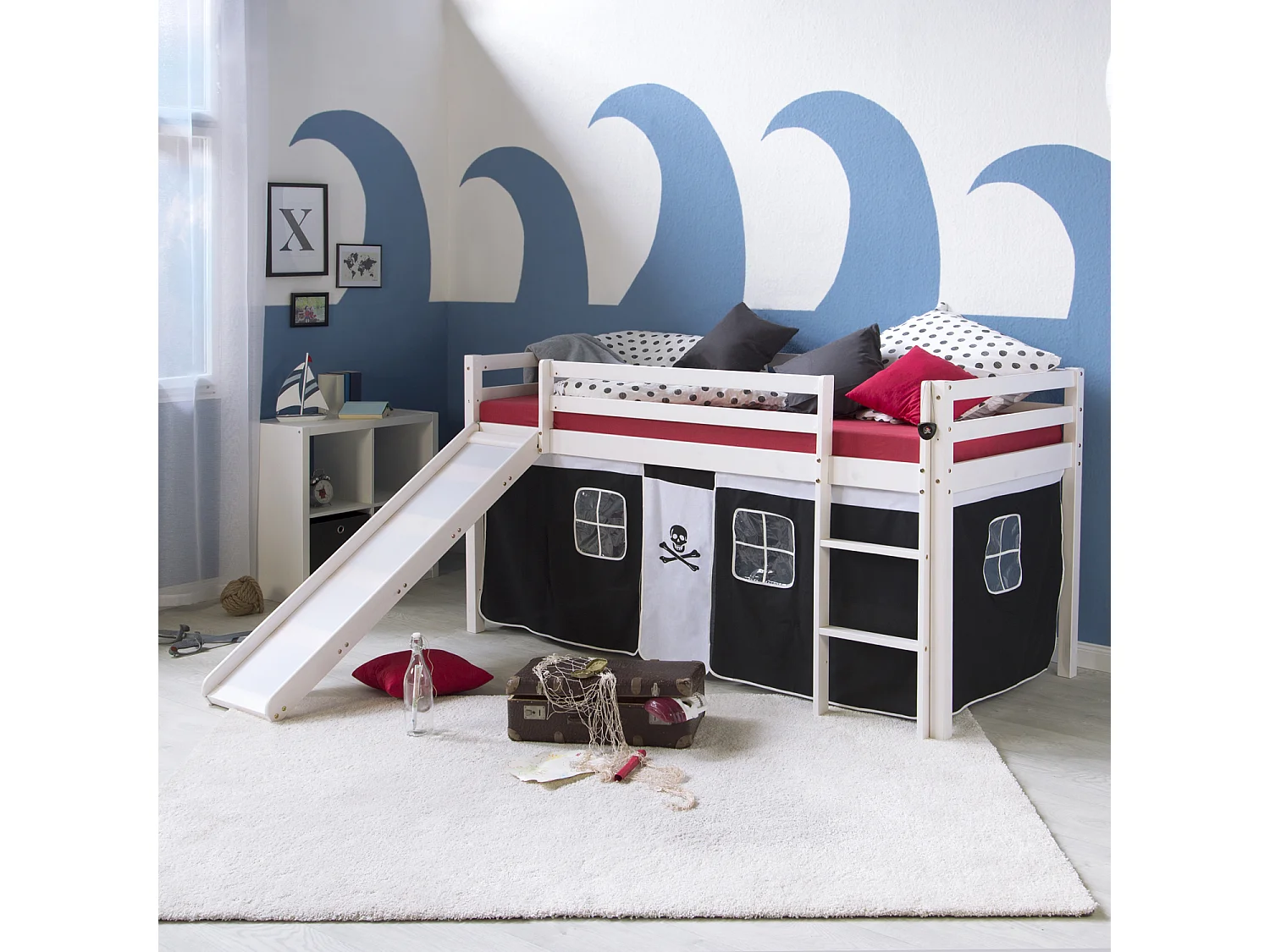 Hefbed 207,5x110x96,5 cm wit zwart Piraat
