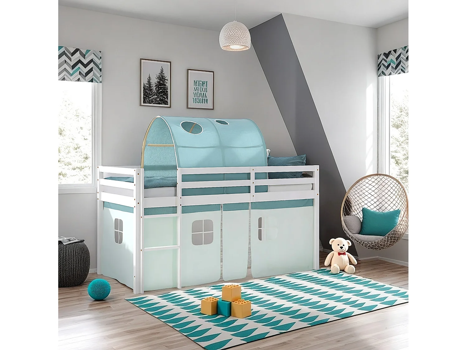 Hefbed 207,5x110x99,5 cm Wit groen