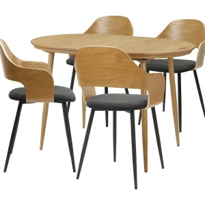 Graham-Eetset met 1 tafel en 4 stoelen in eiken look zwart