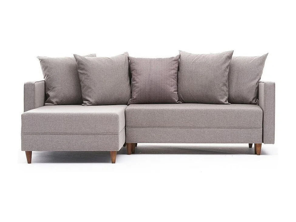 Hoekbank links lichtbeige stof Klina 215 cm
