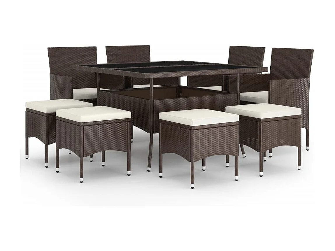 Hanko 9-delige Tuinset poly rattan bruin