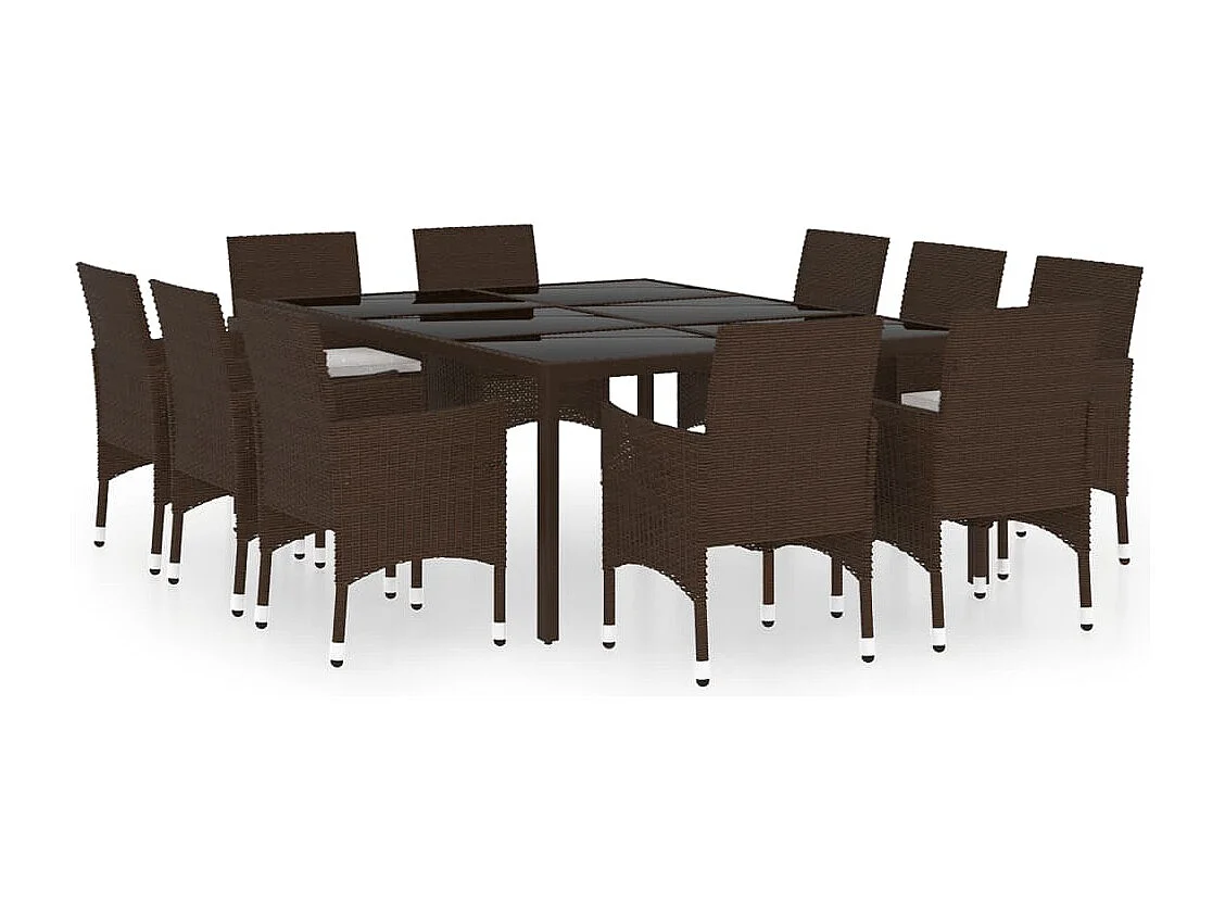 Havron 11-delige Tuinset poly rattan bruin